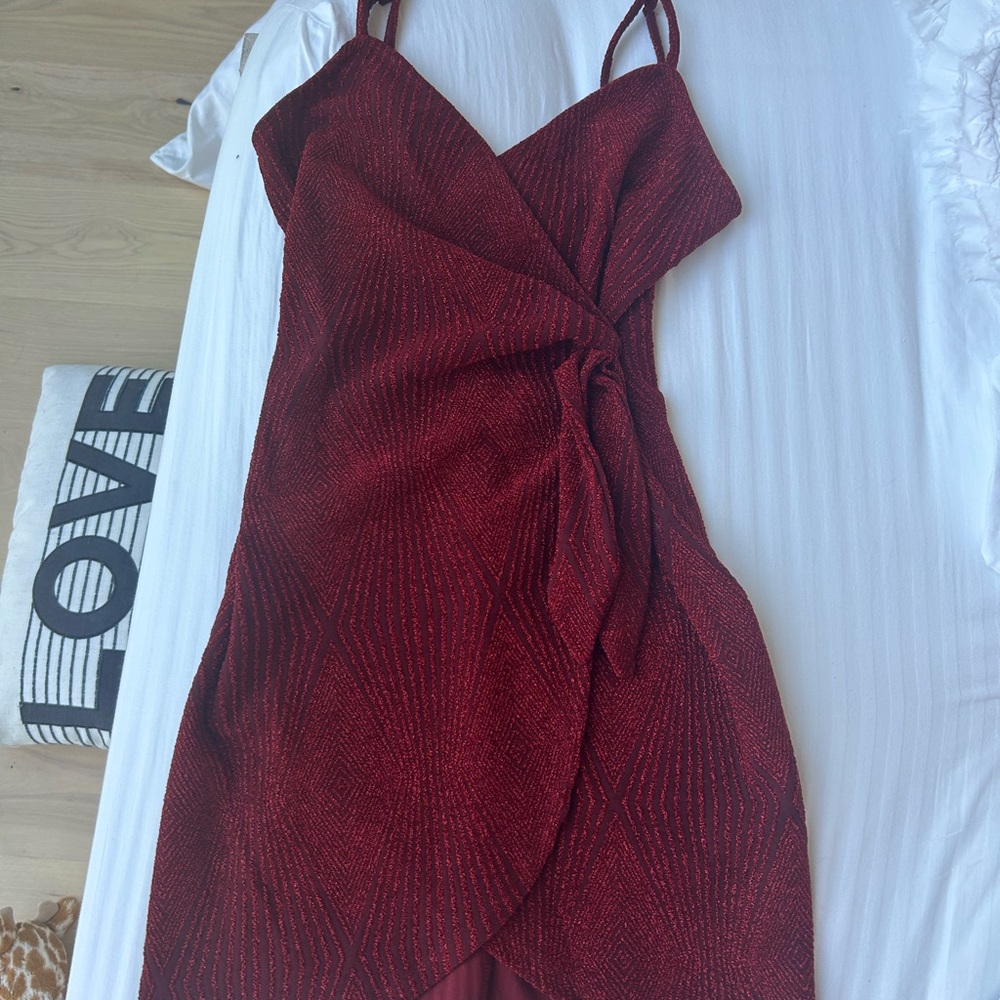 Lily Rose Burgundy Asymmetrical Dress